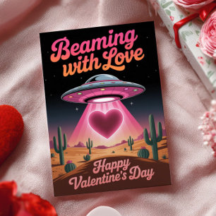 Beaming With Love Retro Happy Valentine's Day  Holiday Card