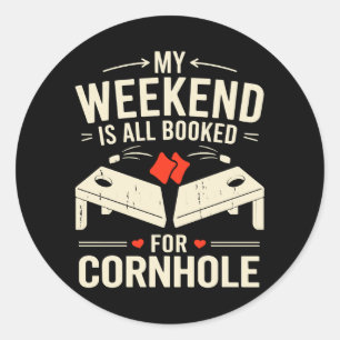  Bean Bag Toss Game Player Long Sleeve  Classic Round Sticker