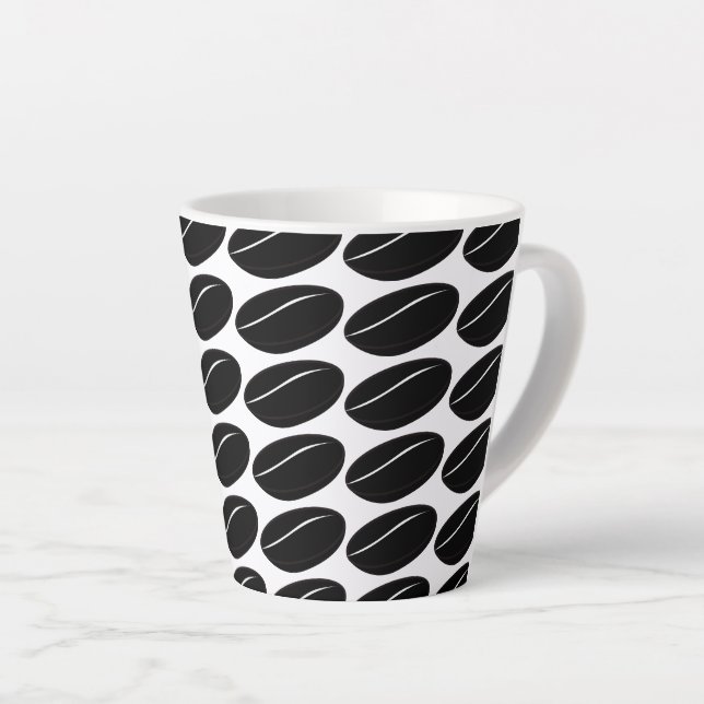 Bean Coffee Black – Bold Minimalist Coffee Design Latte Mug (Right Angle)