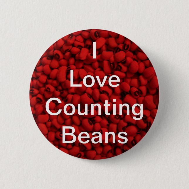 Bean Counter 2 Inch Round Button (Front)