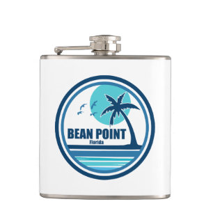 Bean Point Beach Florida Palm Tree Birds Hip Flask