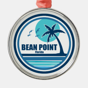 Bean Point Beach Florida Palm Tree Birds Metal Ornament