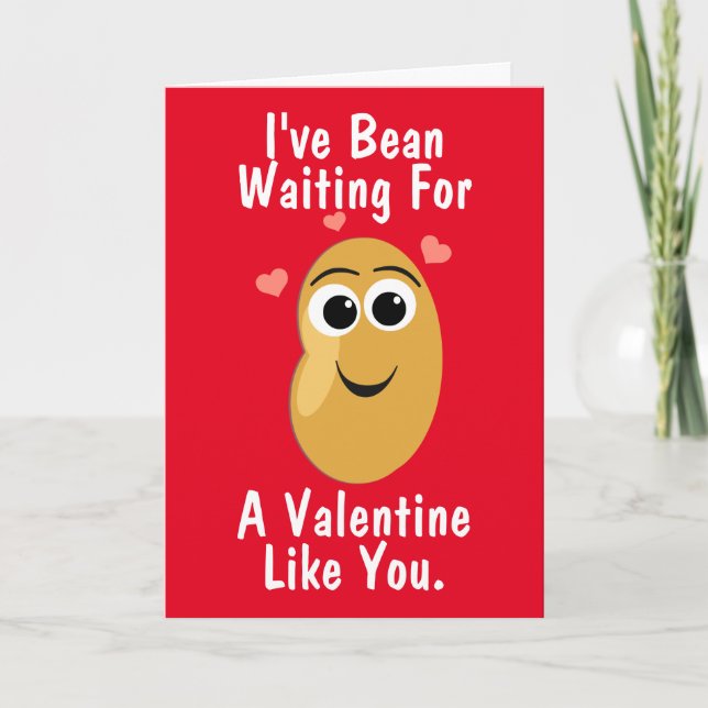 Bean Waiting For You Valentine's Day Holiday Card (Front)
