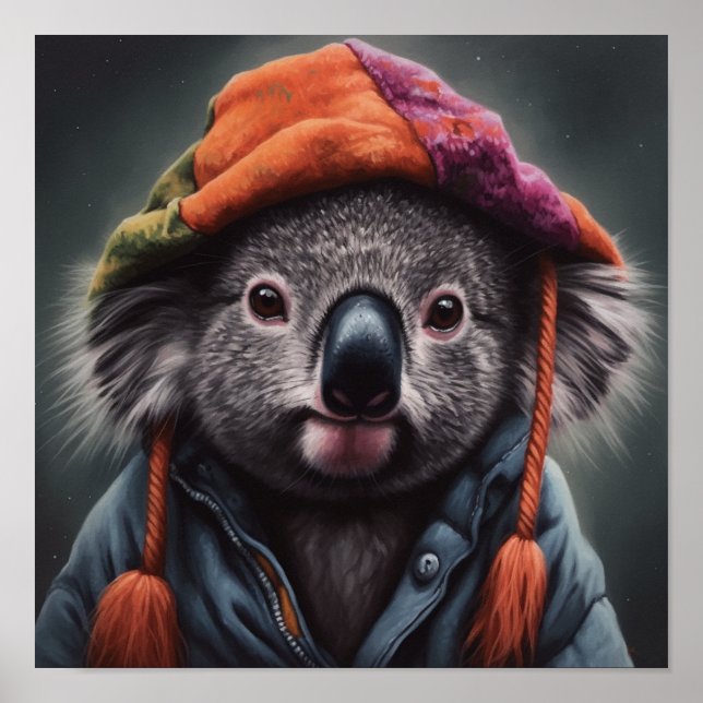Beanie Bunch Koala Patchwork Hat Art Poster (Front)