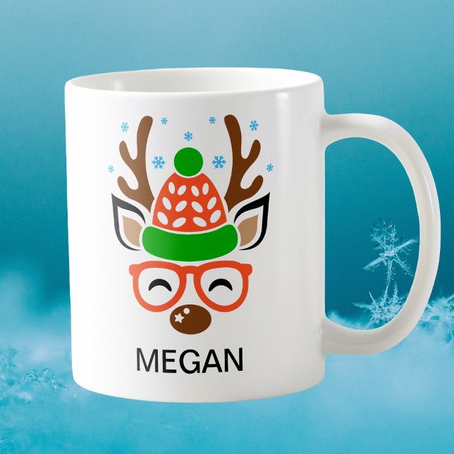Beanie & Glasses Holiday Antlers Reindeer Face Coffee Mug (Beanie & Glasses Holiday Antlers Reindeer Face Coffee Mug
)