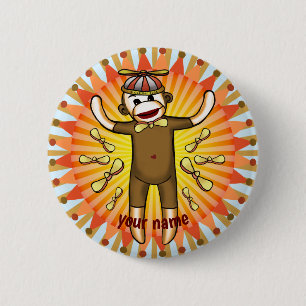 Beanie Sock Monkey  2 Inch Round Button