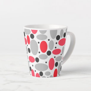 beans and peas retro red grey white pattern latte mug