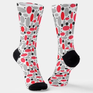 beans and peas retro red grey white pattern socks
