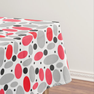 beans and peas retro red grey white pattern tablecloth