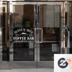 Beans & Brew Coffee Bar Business Window Cling