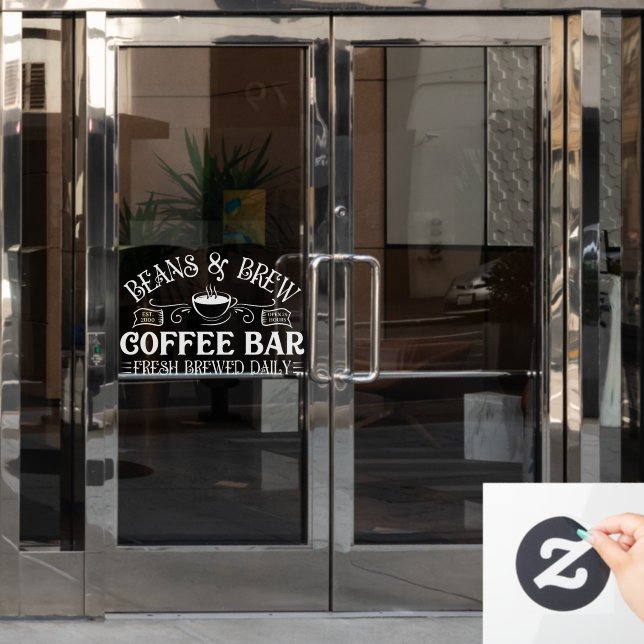 Beans & Brew Coffee Bar Business Window Cling (Office Door)
