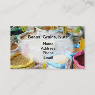 Beans, Grains and Nuts for Sale in Big Sacks Business Card