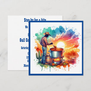 Beans or No Beans Chili Cooking Cowboy 1 Custom Invitation