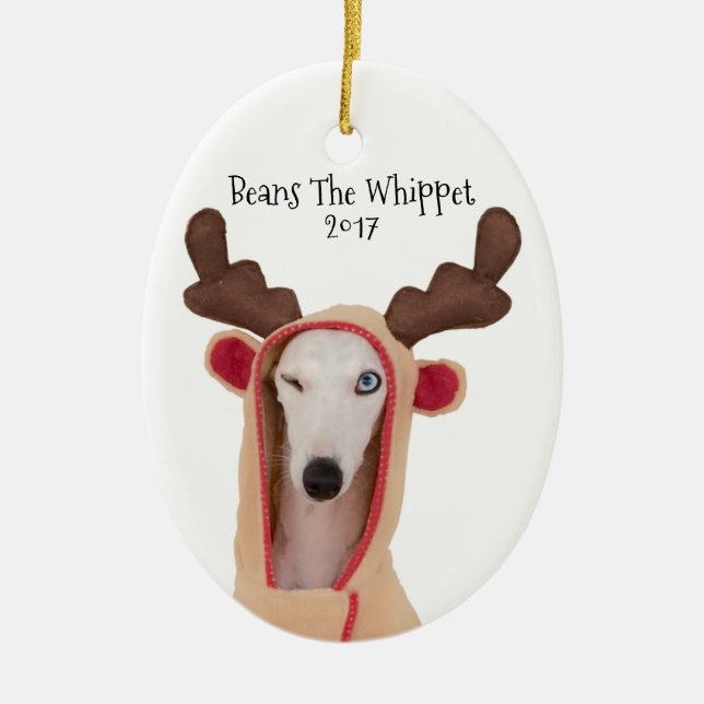 Beans The Whippet ornament (Front)