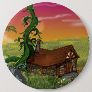 Beanstalk Cottage Cartoon 6 Inch Round Button