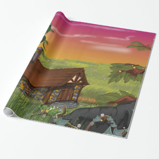 Beanstalk Cottage Cartoon Wrapping Paper