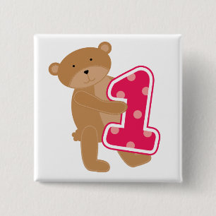 Bear 1st Birthday T-shirts and Gifts 2 Inch Square Button