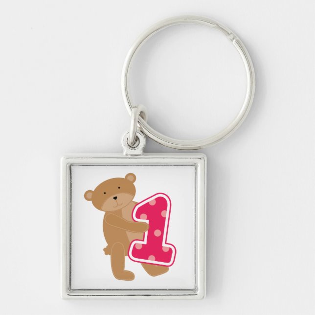 Bear 1st Birthday T-shirts and Gifts Keychain (Front)