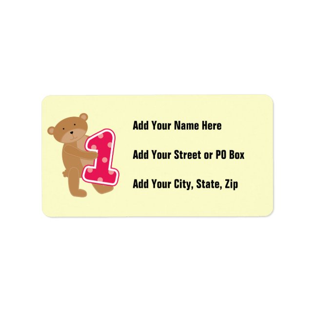 Bear 1st Birthday T-shirts and Gifts Label (Front)