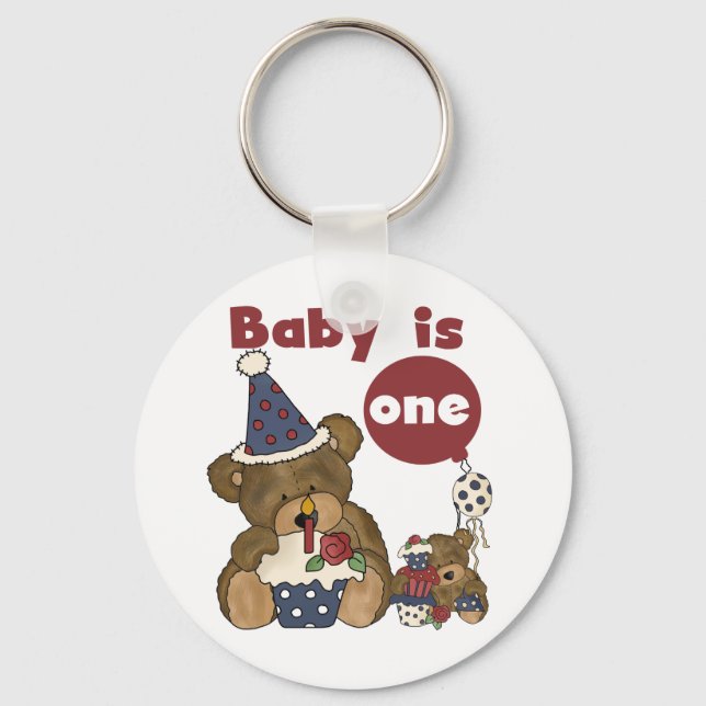 Bear 1st Bortjdau Blue Tshirts and Gifts Keychain (Front)