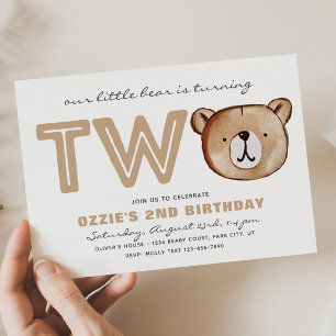 Bear 2nd Birthday Invitations 2nd Birthday