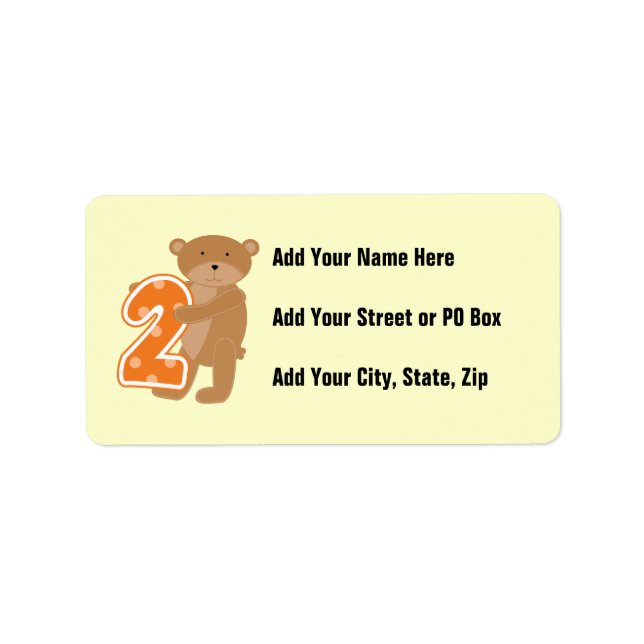 Bear 2nd Birthday T shirts and Gifts Label (Front)