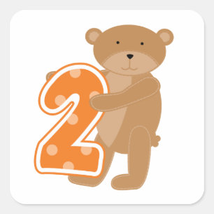 Bear 2nd Birthday T shirts and Gifts Square Sticker