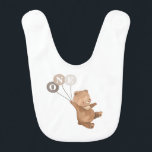 Bear 3 Brown Balloons Bib<br><div class="desc">A sweet bear holding 3 brown balloons, ideal for your baby's 1st Birthday outfit!</div>
