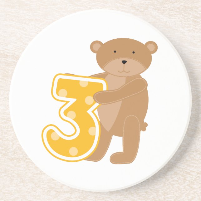Bear 3rd Birthday T-shirts and Gifts Coaster (Front)