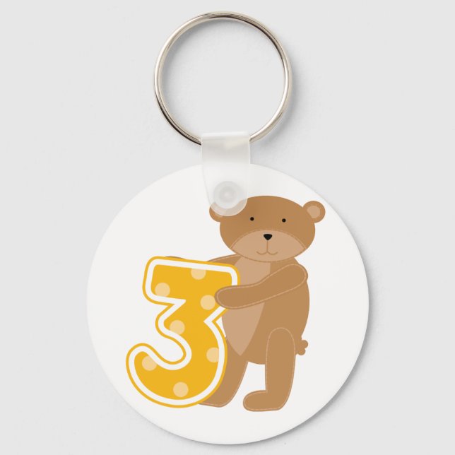 Bear 3rd Birthday T-shirts and Gifts Keychain (Front)