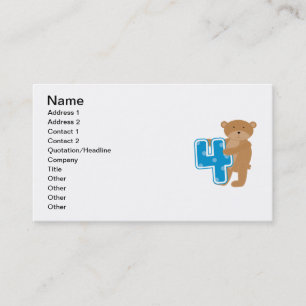 Bear 4th Birthday Tshirts and Gifts Business Card