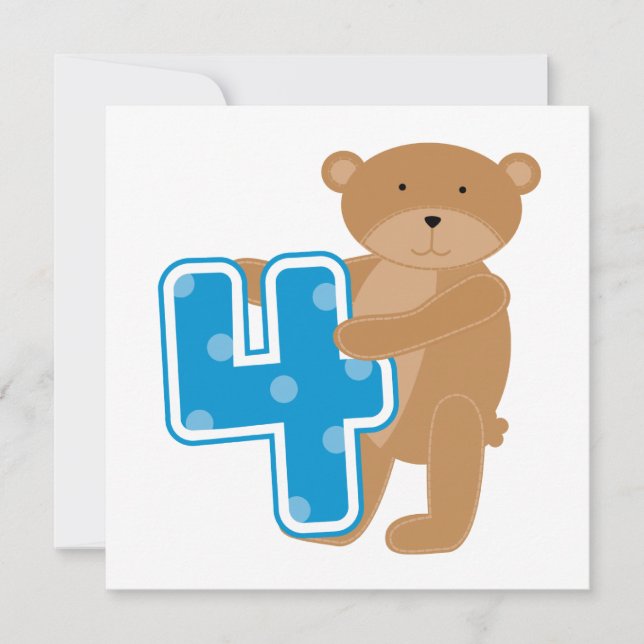 Bear 4th Birthday Tshirts and Gifts Card (Front)