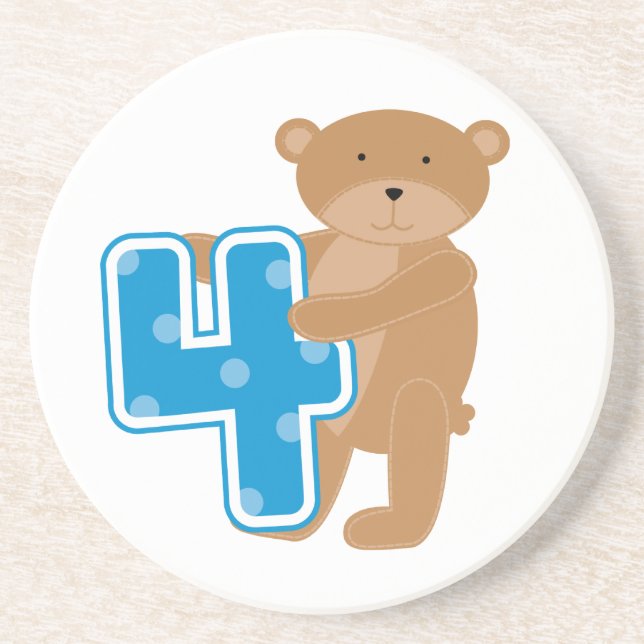 Bear 4th Birthday Tshirts and Gifts Coaster (Front)