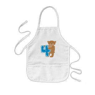 Bear 4th Birthday Tshirts and Gifts Kids Apron