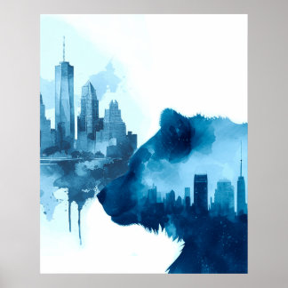 Bear Abstract Watercolor Art Poster