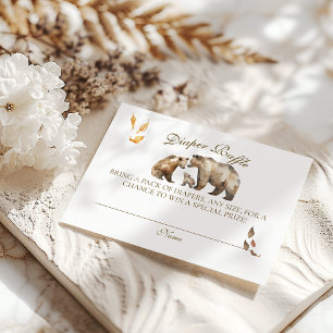 Bear Adventure Fall Mountain Neutral Baby Shower Enclosure Card