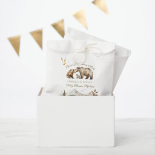 Bear Adventure Fall Mountain Neutral Baby Shower Favour Bag