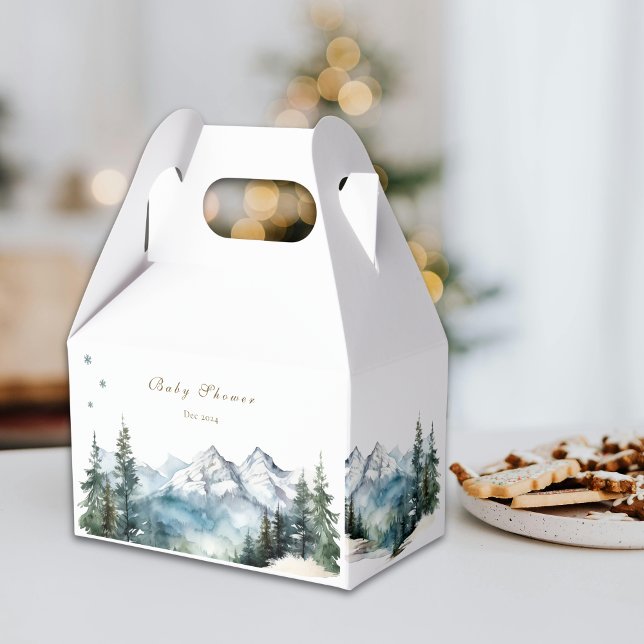 Bear Adventure Snowy Mountains  Baby Shower Favor Box (Creator Uploaded)
