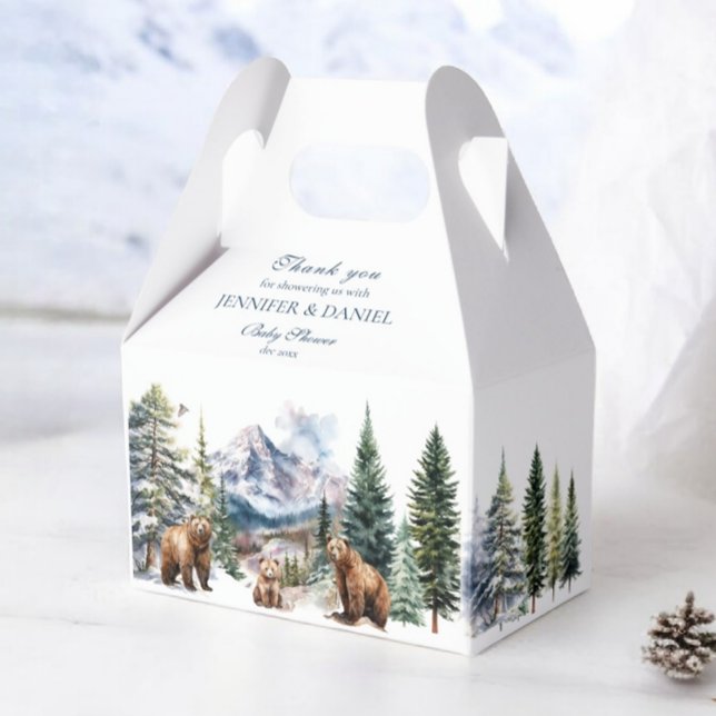 Bear Adventure Winter Snow Mountain Thank You Favor Box (Creator Uploaded)