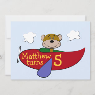 Bear Airplane Birthday Invitation