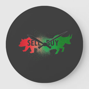 Bear and Bull Large Clock