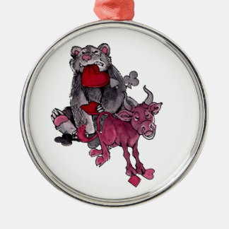 Bear and Bull Metal Ornament