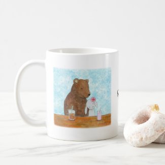 Bear and Bunny at Picnic Cute Couple Custom name