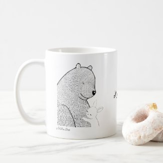 Bear and Bunny cuddling Cute Woodland Animals Coffee Mug