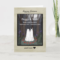 Bear and Bunny Ghost in Forest Halloween Love