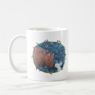 Bear and bunny kiss in dark forest Custom Name Coffee Mug