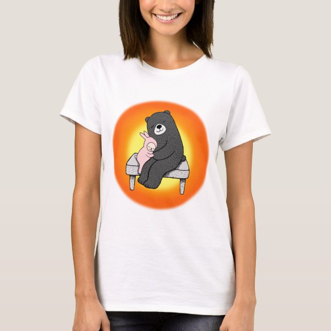 Bear and Bunny Love T-shirt Cute woodland Animals (Front)
