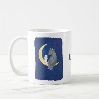 Bear and Bunny on the moon cute bear bunny custom