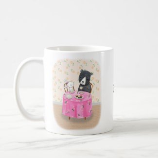 Bear and bunny tea time Cute couple custom name Coffee Mug