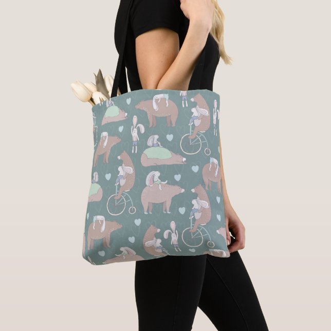 Bear and Bunny Tote Bag (Close Up)